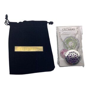 Sromay Essential Oil Diffuser Necklace Silver Tone Aromatherapy Locket With Pads